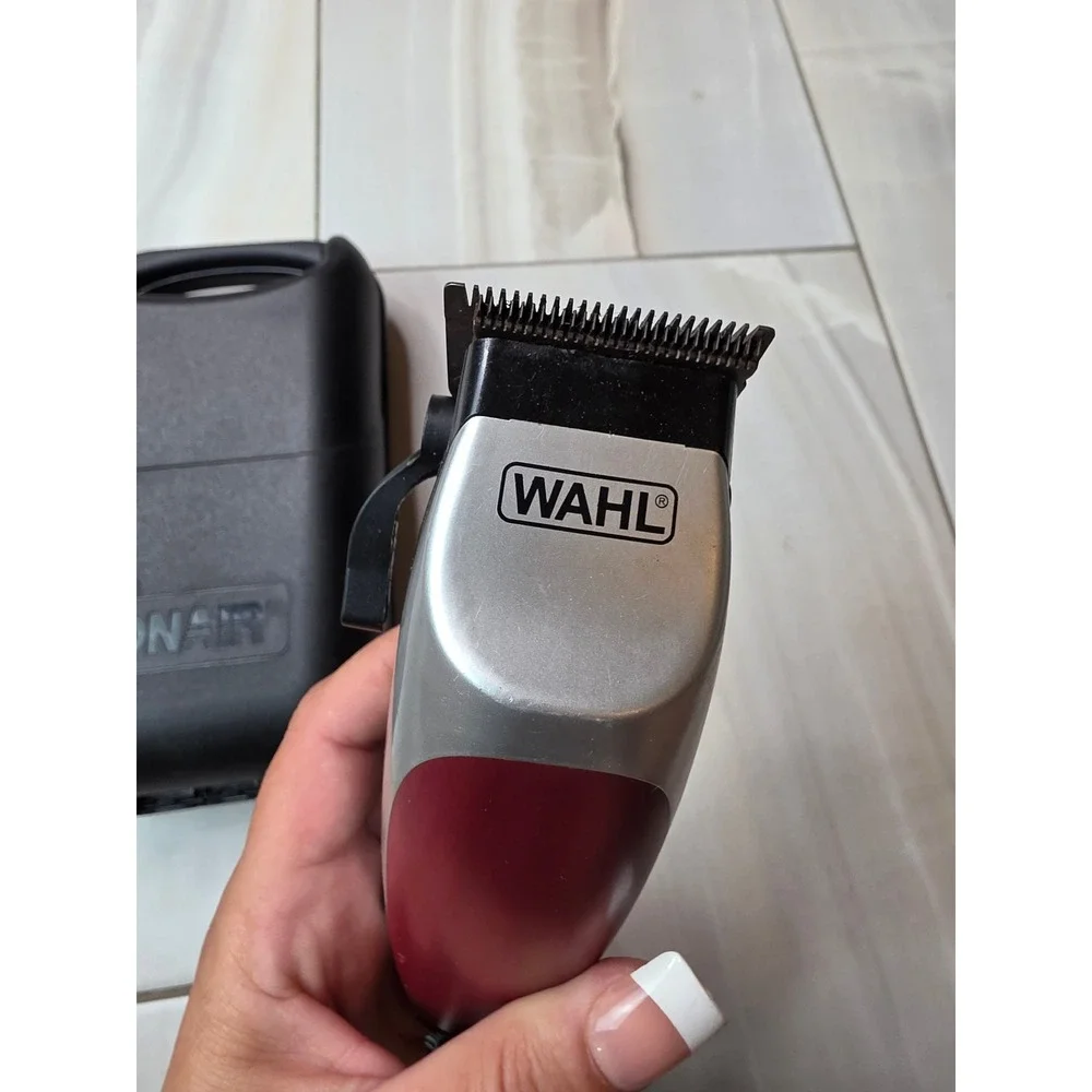 Wahl CMA Corded Hair Clipper Precision Blade Silver Burgundy with Conair Case A2